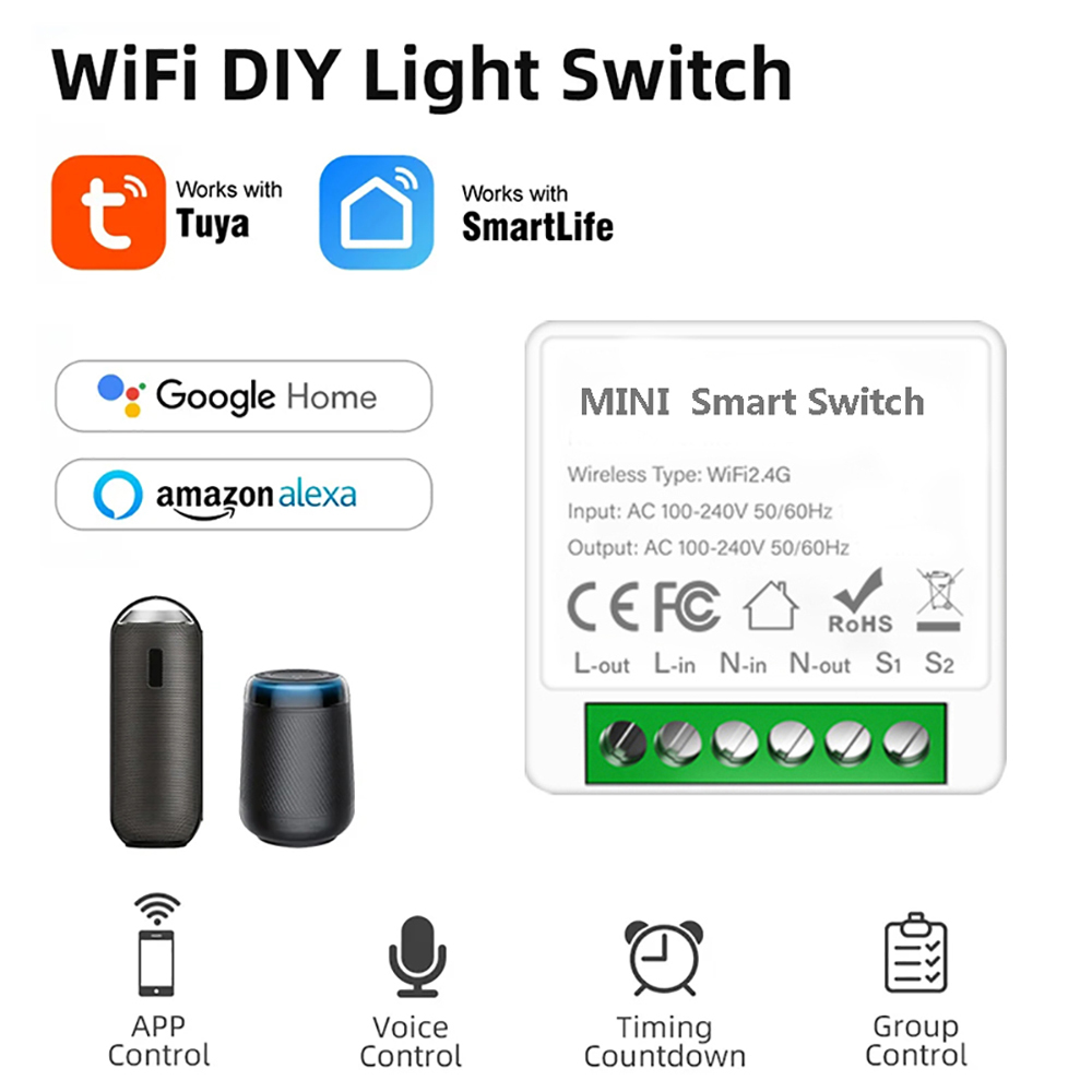 Home Automation Diy - 2-wegbediening Tuya Mini 16A WiFi DIY-schakelaar