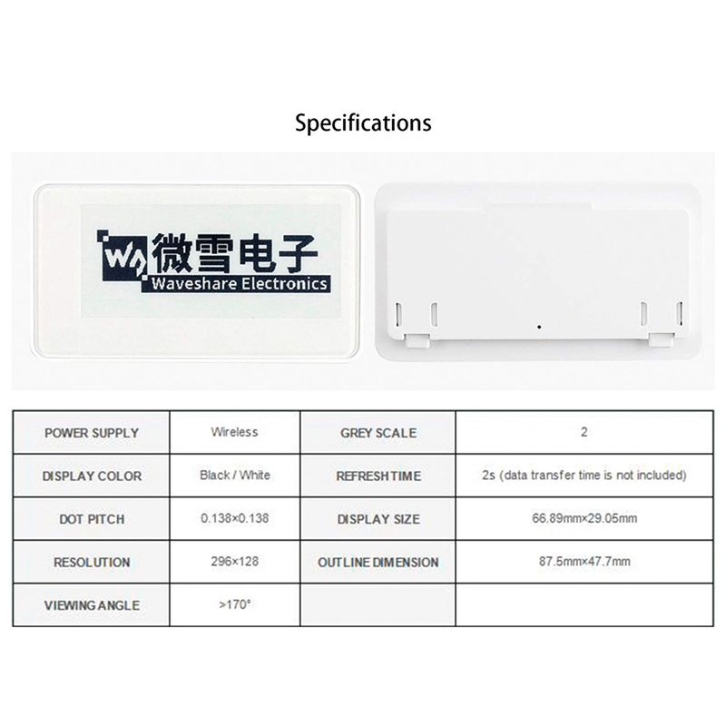 Display Epaper 2.9 - Nieuwe 2,9 inch draadloze NFC-aangedreven EPaper